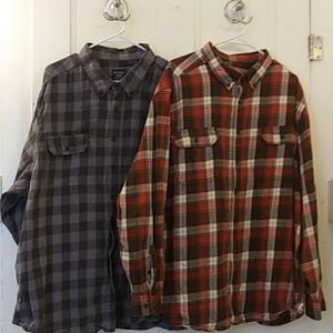 Two Mens Faded Glory Flannel Shirts